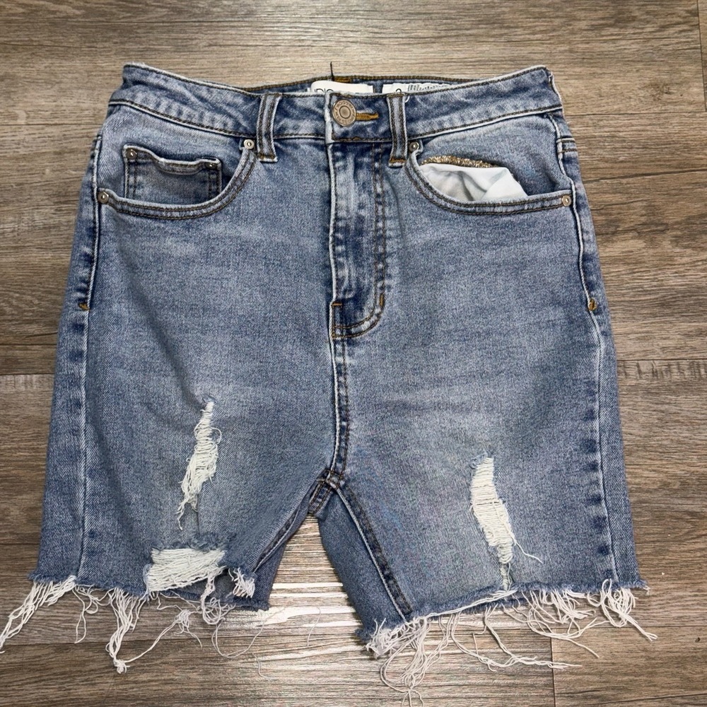Indigo Rein Light-Wash High-Rise Distressed Denim Shorts Juniors 3 Frayed Hems